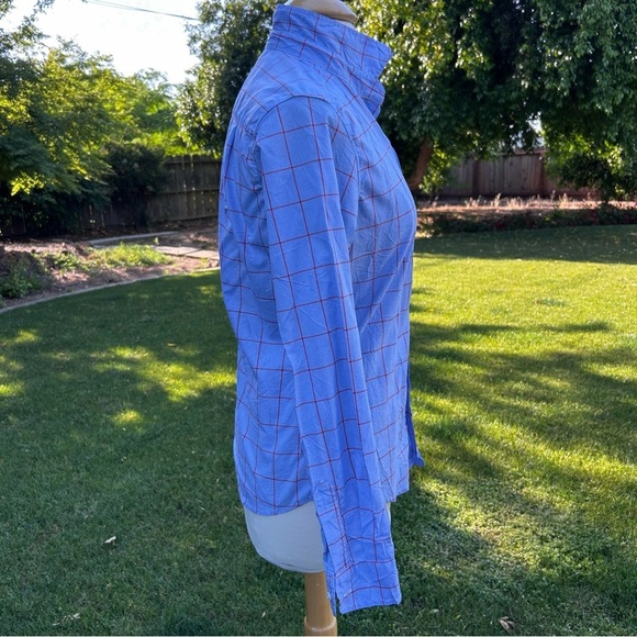 Frank & Eileen Italian Poplin Barry Shirt Ladies Blue Windowpane | Size Medium - Picture 5 of 9